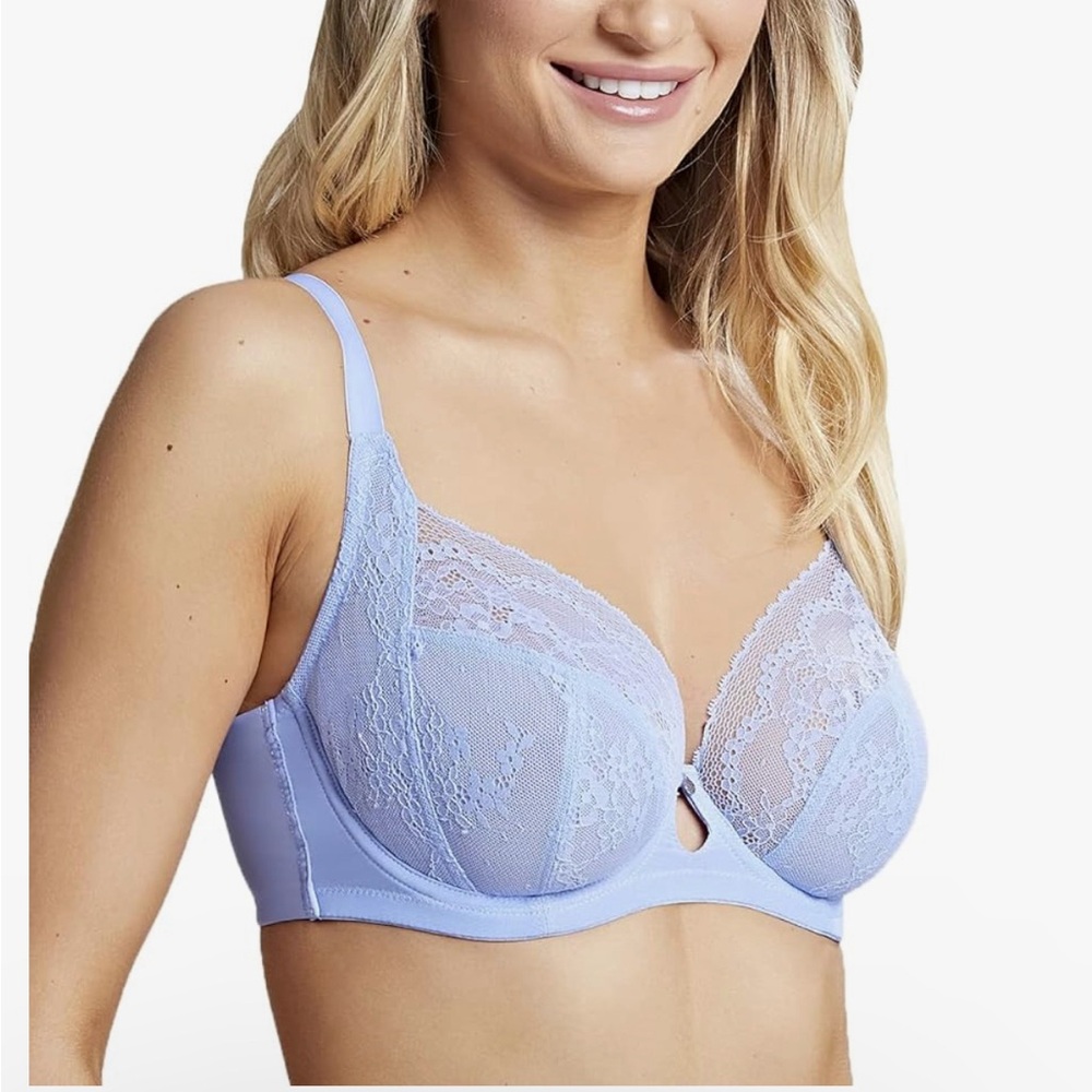 Cleo by Panache Alexis Low Front Balconnet Underwire Bra,32FF,Bluebell NWOT